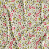 Pink Green Floral Jaal Digital Printed Cream Fabric Material